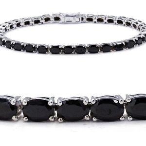 Rare Thai Black Spinel Sterling Silver Bracelet 8” BBJ